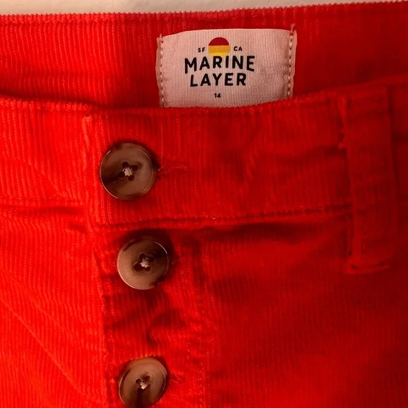 Marine Layer Bridget Wide Leg High Rise Corduroy Pants in Bright Orangey Red - Picture 2 of 5